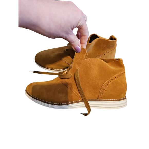 Cole Haan Original Grand.OS cognac tan suede Chukka ankle Boots new sz 8 - Picture 2 of 7